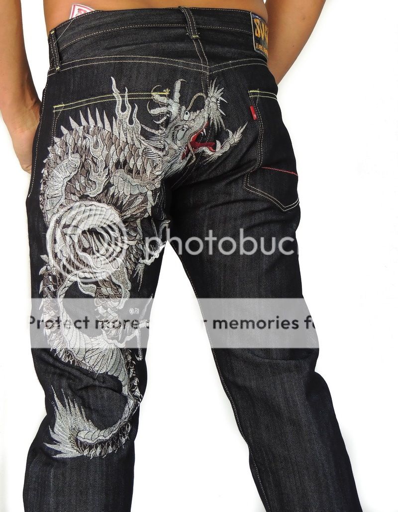 Japanese Tattoo Embroidered Jeans, Classic Japan Dragon , Size 34 eBay