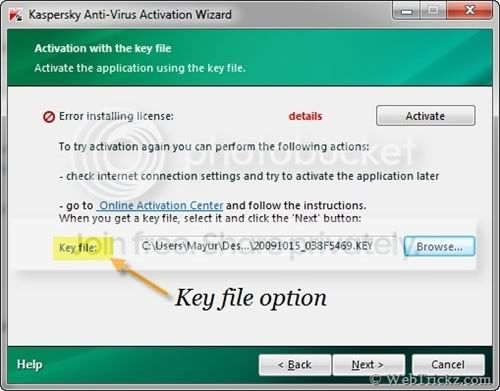 Cách kích hoạt Kaspersky 2010 bằng key file